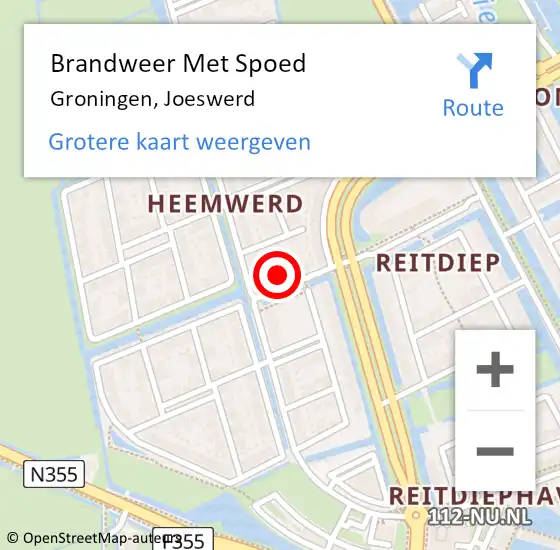 Locatie op kaart van de 112 melding: Brandweer Met Spoed Naar Groningen, Joeswerd op 11 oktober 2013 10:13