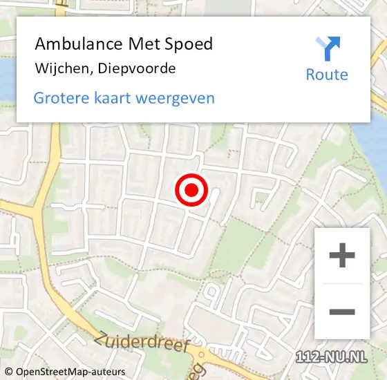 Locatie op kaart van de 112 melding: Ambulance Met Spoed Naar Wijchen, Diepvoorde op 11 januari 2023 00:13