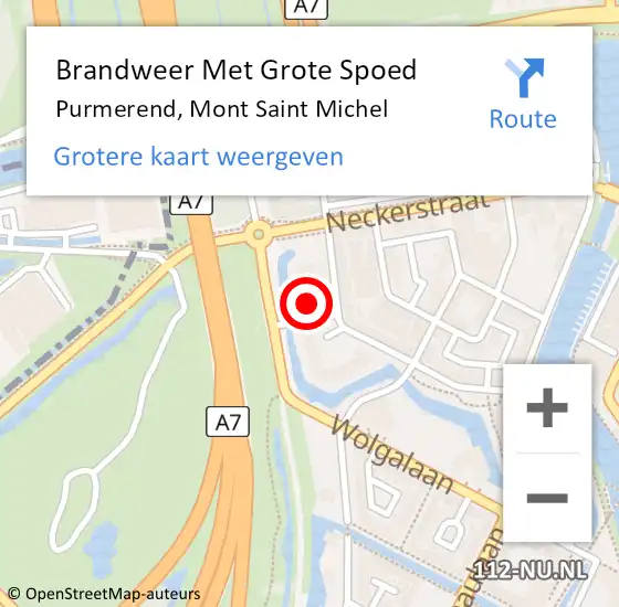 Locatie op kaart van de 112 melding: Brandweer Met Grote Spoed Naar Purmerend, Mont Saint Michel op 11 januari 2023 00:26