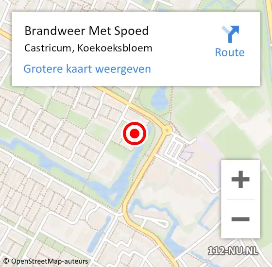 Locatie op kaart van de 112 melding: Brandweer Met Spoed Naar Castricum, Koekoeksbloem op 11 januari 2023 01:06