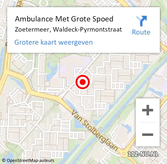 Locatie op kaart van de 112 melding: Ambulance Met Grote Spoed Naar Zoetermeer, Waldeck-Pyrmontstraat op 11 januari 2023 01:17