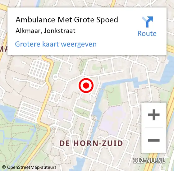 Locatie op kaart van de 112 melding: Ambulance Met Grote Spoed Naar Alkmaar, Jonkstraat op 11 januari 2023 02:49