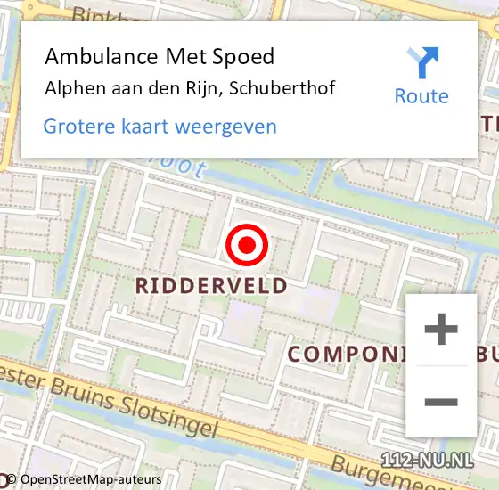 Locatie op kaart van de 112 melding: Ambulance Met Spoed Naar Alphen aan den Rijn, Schuberthof op 11 januari 2023 02:51