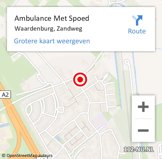 Locatie op kaart van de 112 melding: Ambulance Met Spoed Naar Waardenburg, Zandweg op 11 januari 2023 03:42