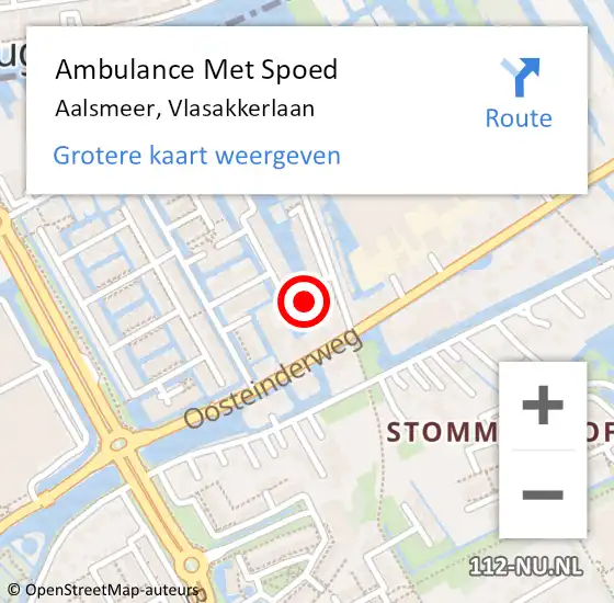 Locatie op kaart van de 112 melding: Ambulance Met Spoed Naar Aalsmeer, Vlasakkerlaan op 11 januari 2023 04:20