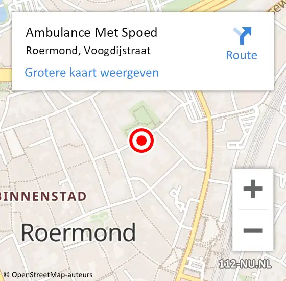 Locatie op kaart van de 112 melding: Ambulance Met Spoed Naar Roermond, Voogdijstraat op 11 januari 2023 04:25