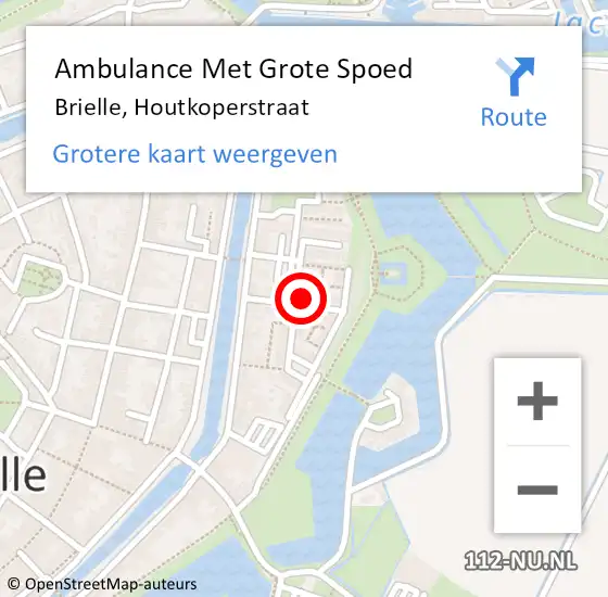 Locatie op kaart van de 112 melding: Ambulance Met Grote Spoed Naar Brielle, Houtkoperstraat op 11 januari 2023 04:43