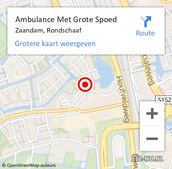 Locatie op kaart van de 112 melding: Ambulance Met Grote Spoed Naar Zaandam, Rondschaaf op 11 augustus 2014 18:17