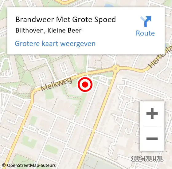 Locatie op kaart van de 112 melding: Brandweer Met Grote Spoed Naar Bilthoven, Kleine Beer op 11 januari 2023 05:18