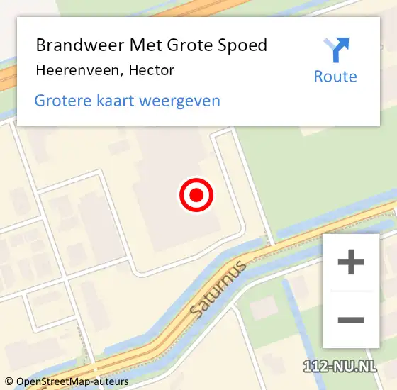 Locatie op kaart van de 112 melding: Brandweer Met Grote Spoed Naar Heerenveen, Hector op 11 januari 2023 06:16