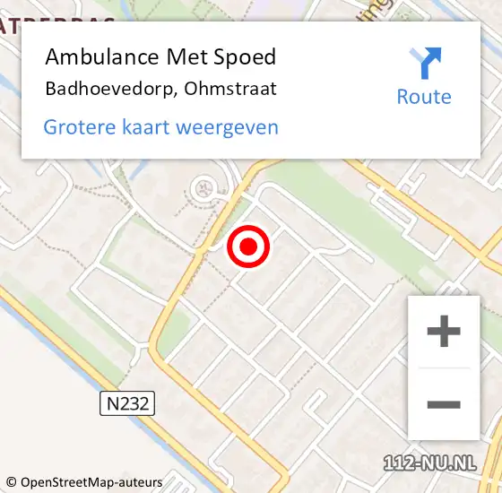 Locatie op kaart van de 112 melding: Ambulance Met Spoed Naar Badhoevedorp, Ohmstraat op 11 januari 2023 07:11