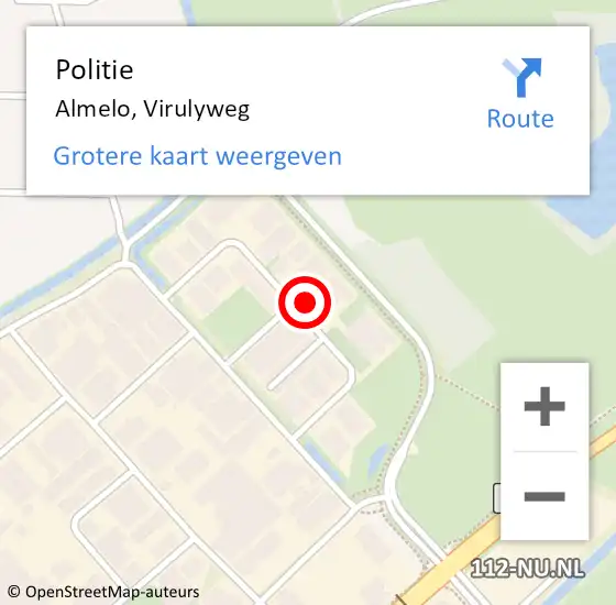 Locatie op kaart van de 112 melding: Politie Almelo, Virulyweg op 11 januari 2023 07:18