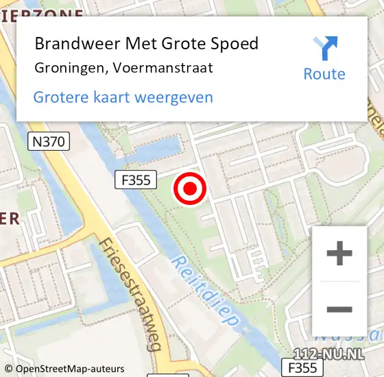 Locatie op kaart van de 112 melding: Brandweer Met Grote Spoed Naar Groningen, Voermanstraat op 11 januari 2023 07:29