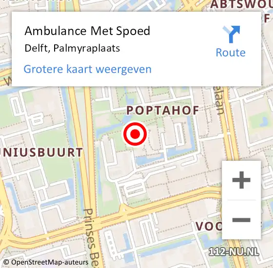 Locatie op kaart van de 112 melding: Ambulance Met Spoed Naar Delft, Palmyraplaats op 11 januari 2023 08:02