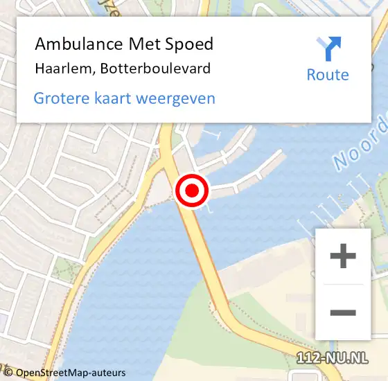 Locatie op kaart van de 112 melding: Ambulance Met Spoed Naar Haarlem, Botterboulevard op 11 januari 2023 08:20