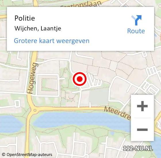 Locatie op kaart van de 112 melding: Politie Wijchen, Laantje op 11 januari 2023 08:21