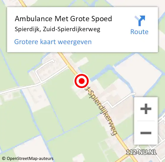 Locatie op kaart van de 112 melding: Ambulance Met Grote Spoed Naar Spierdijk, Zuid-Spierdijkerweg op 11 januari 2023 08:29