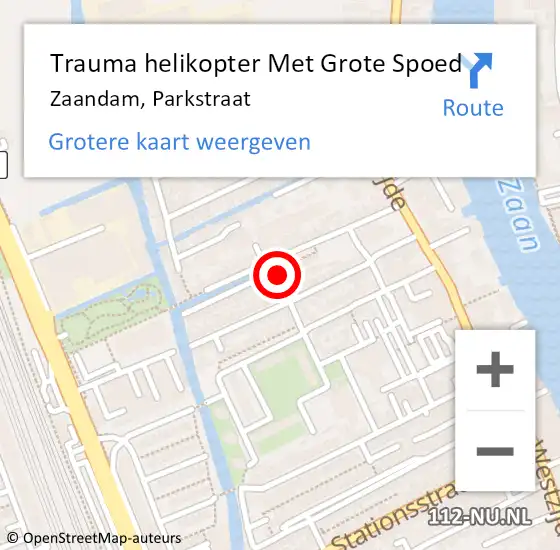 Locatie op kaart van de 112 melding: Trauma helikopter Met Grote Spoed Naar Zaandam, Parkstraat op 11 januari 2023 08:45