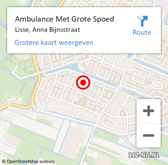 Locatie op kaart van de 112 melding: Ambulance Met Grote Spoed Naar Lisse, Anna Bijnsstraat op 11 januari 2023 08:50