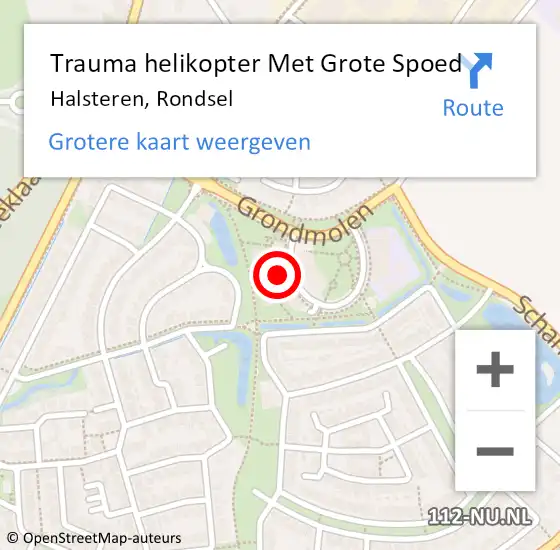Locatie op kaart van de 112 melding: Trauma helikopter Met Grote Spoed Naar Halsteren, Rondsel op 11 januari 2023 08:54