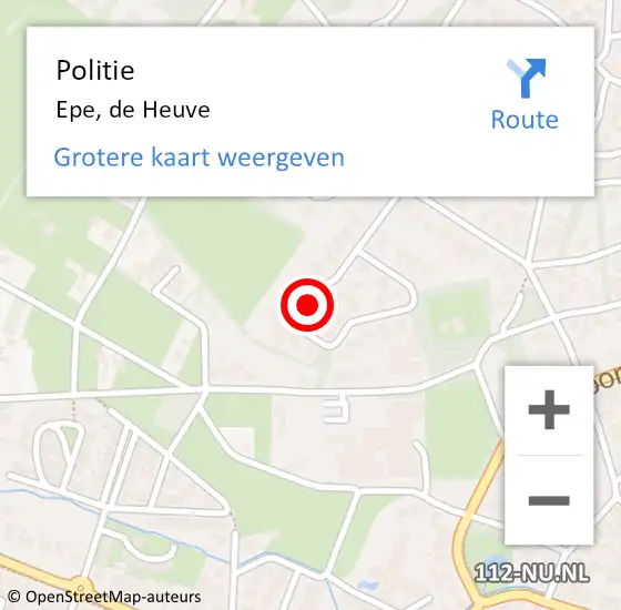 Locatie op kaart van de 112 melding: Politie Epe, de Heuve op 11 januari 2023 08:55
