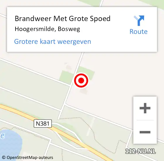 Locatie op kaart van de 112 melding: Brandweer Met Grote Spoed Naar Hoogersmilde, Bosweg op 11 januari 2023 08:58