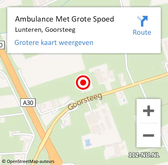 Locatie op kaart van de 112 melding: Ambulance Met Grote Spoed Naar Lunteren, Goorsteeg op 11 januari 2023 09:11