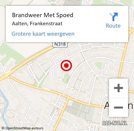 Locatie op kaart van de 112 melding: Brandweer Met Spoed Naar Aalten, Frankenstraat op 11 januari 2023 09:14