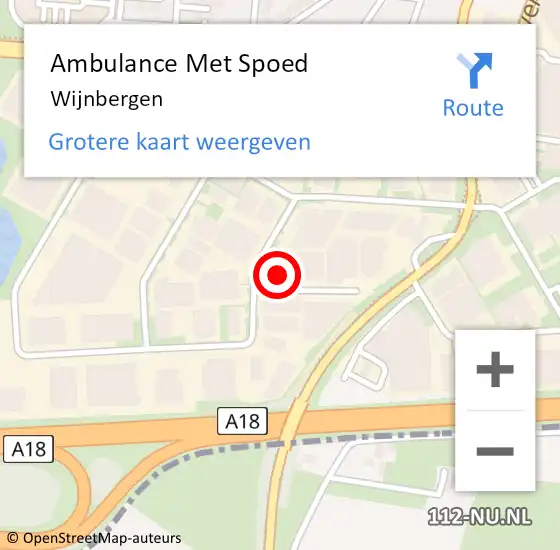 Locatie op kaart van de 112 melding: Ambulance Met Spoed Naar Wijnbergen op 11 januari 2023 09:22