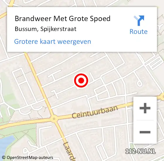 Locatie op kaart van de 112 melding: Brandweer Met Grote Spoed Naar Bussum, Spijkerstraat op 11 januari 2023 09:32