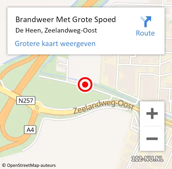 Locatie op kaart van de 112 melding: Brandweer Met Grote Spoed Naar De Heen, Zeelandweg-Oost op 11 januari 2023 09:38