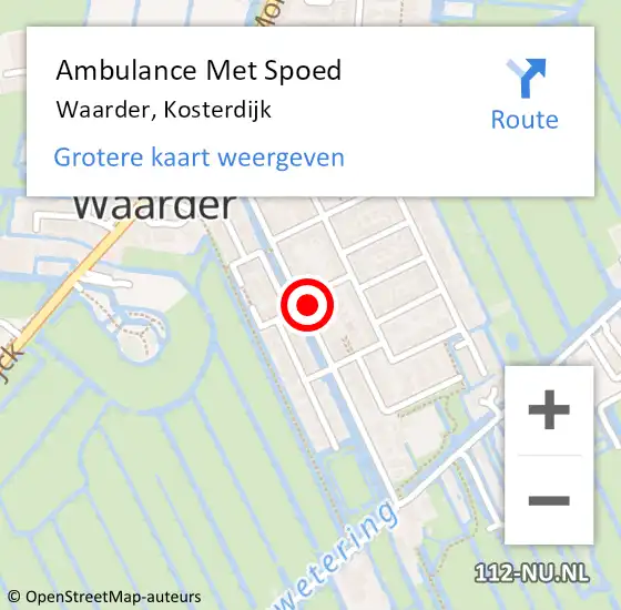 Locatie op kaart van de 112 melding: Ambulance Met Spoed Naar Waarder, Kosterdijk op 11 januari 2023 09:50