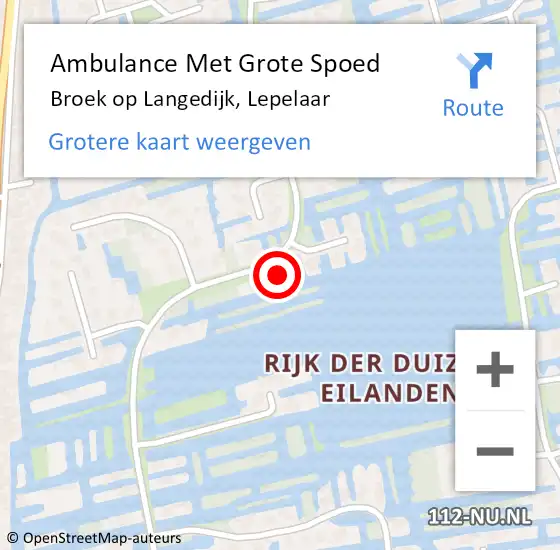 Locatie op kaart van de 112 melding: Ambulance Met Grote Spoed Naar Broek op Langedijk, Lepelaar op 11 januari 2023 09:56