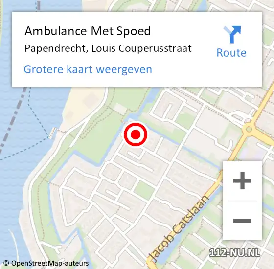 Locatie op kaart van de 112 melding: Ambulance Met Spoed Naar Papendrecht, Louis Couperusstraat op 11 januari 2023 09:59