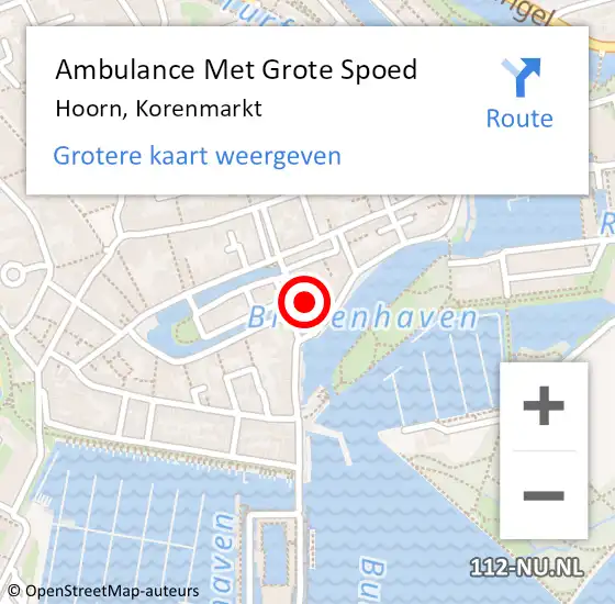 Locatie op kaart van de 112 melding: Ambulance Met Grote Spoed Naar Hoorn, Korenmarkt op 11 januari 2023 10:00