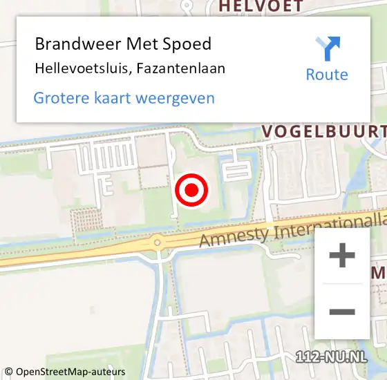 Locatie op kaart van de 112 melding: Brandweer Met Spoed Naar Hellevoetsluis, Fazantenlaan op 11 januari 2023 10:13