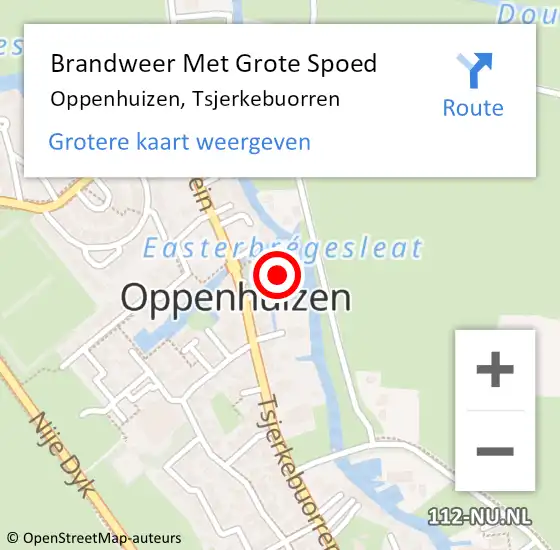 Locatie op kaart van de 112 melding: Brandweer Met Grote Spoed Naar Oppenhuizen, Tsjerkebuorren op 11 januari 2023 10:24