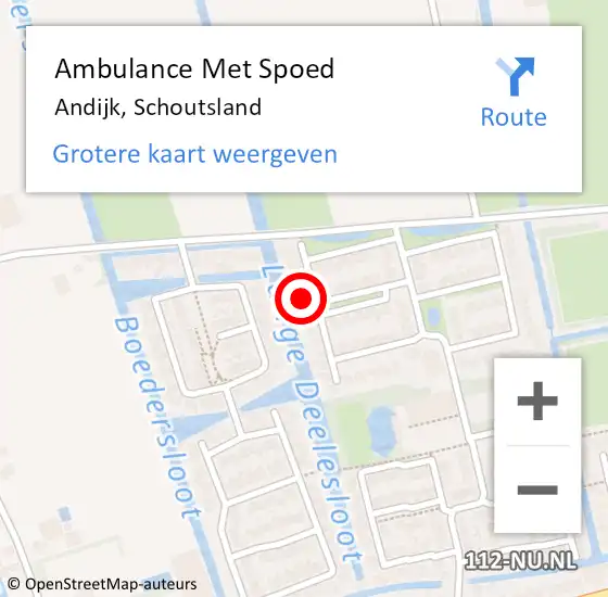 Locatie op kaart van de 112 melding: Ambulance Met Spoed Naar Andijk, Schoutsland op 11 januari 2023 10:32