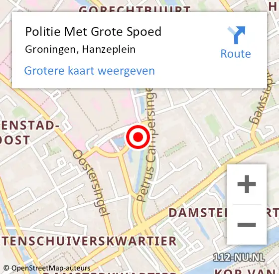 Locatie op kaart van de 112 melding: Politie Met Grote Spoed Naar Groningen, Hanzeplein op 11 januari 2023 11:27