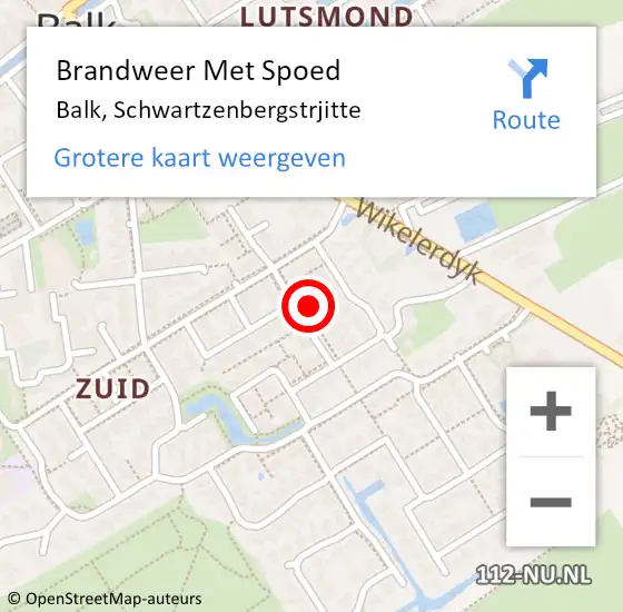 Locatie op kaart van de 112 melding: Brandweer Met Spoed Naar Balk, Schwartzenbergstrjitte op 11 januari 2023 11:32