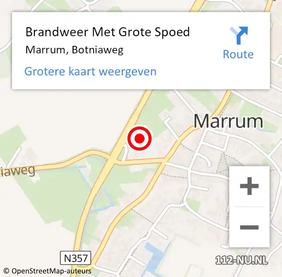 Locatie op kaart van de 112 melding: Brandweer Met Grote Spoed Naar Marrum, Botniaweg op 11 januari 2023 11:35