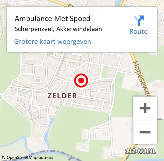 Locatie op kaart van de 112 melding: Ambulance Met Spoed Naar Scherpenzeel, Akkerwindelaan op 11 januari 2023 11:53