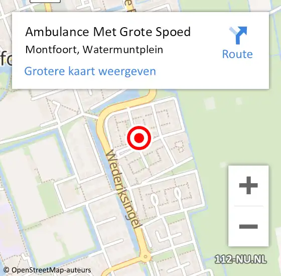 Locatie op kaart van de 112 melding: Ambulance Met Grote Spoed Naar Montfoort, Watermuntplein op 11 augustus 2014 18:43