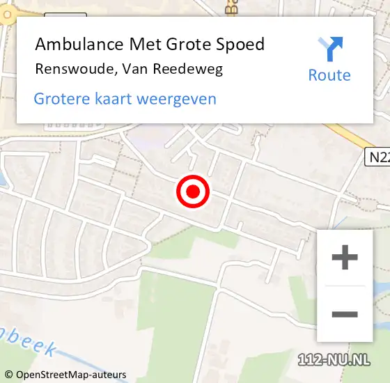 Locatie op kaart van de 112 melding: Ambulance Met Grote Spoed Naar Renswoude, Van Reedeweg op 11 augustus 2014 18:45