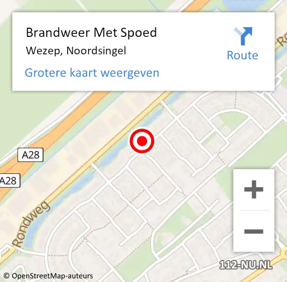 Locatie op kaart van de 112 melding: Brandweer Met Spoed Naar Wezep, Noordsingel op 11 januari 2023 12:17