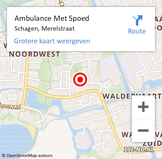 Locatie op kaart van de 112 melding: Ambulance Met Spoed Naar Schagen, Merelstraat op 11 januari 2023 12:21