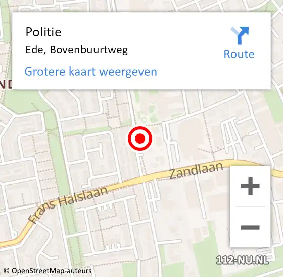 Locatie op kaart van de 112 melding: Politie Ede, Bovenbuurtweg op 11 januari 2023 12:28