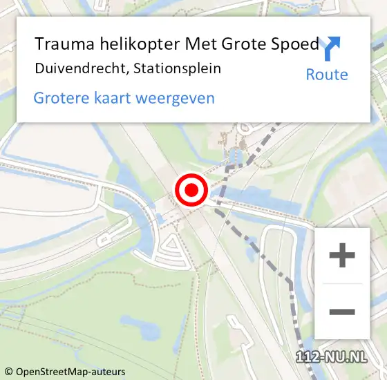 Locatie op kaart van de 112 melding: Trauma helikopter Met Grote Spoed Naar Duivendrecht, Stationsplein op 11 januari 2023 12:44