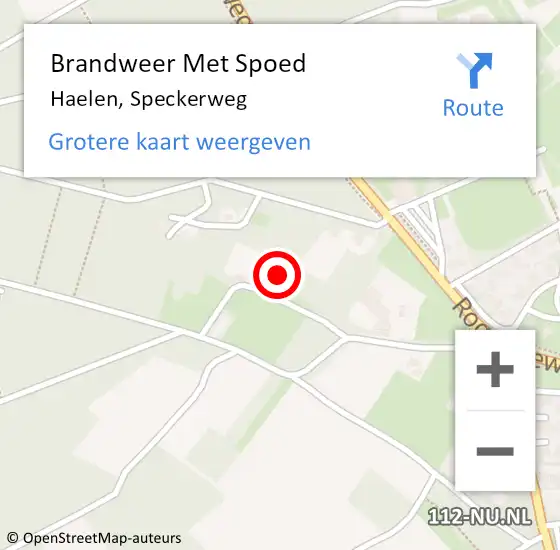 Locatie op kaart van de 112 melding: Brandweer Met Spoed Naar Haelen, Speckerweg op 11 januari 2023 12:48