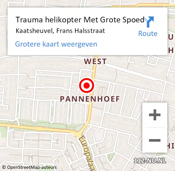 Locatie op kaart van de 112 melding: Trauma helikopter Met Grote Spoed Naar Kaatsheuvel, Frans Halsstraat op 11 januari 2023 12:51
